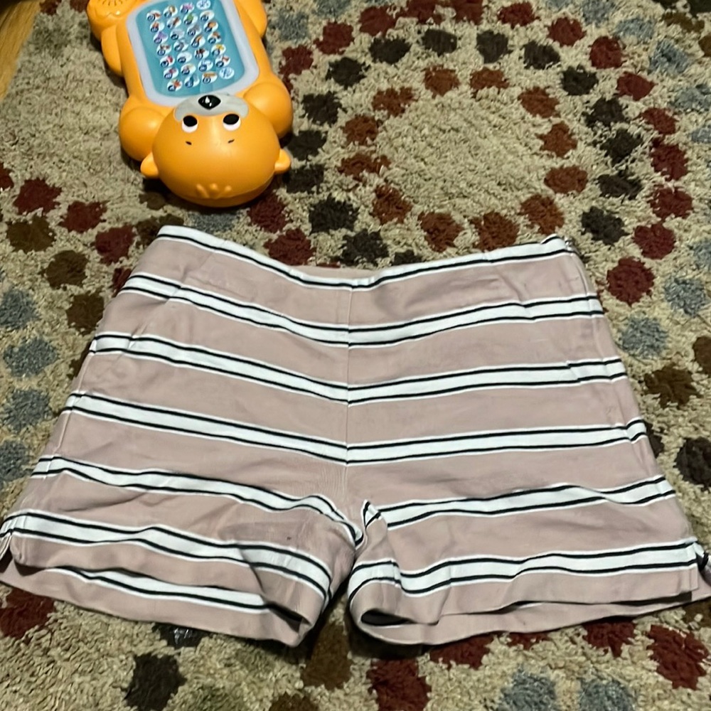 Pink with blue and white stripes shorts from loft for women in size 4